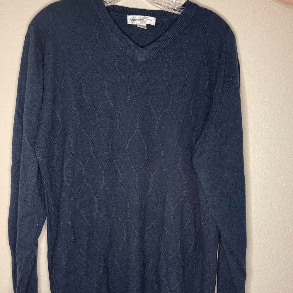 Men's Navy V-Neck Sweater